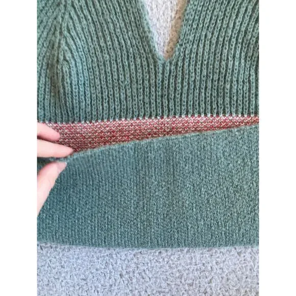 Mushroom Crop Tank Top Halter Large Knit V-Neck Cottagecore Red Green Bralette - Picture 4 of 12